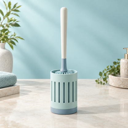 AirDry toilet brush with pale-aqua ventilated holder