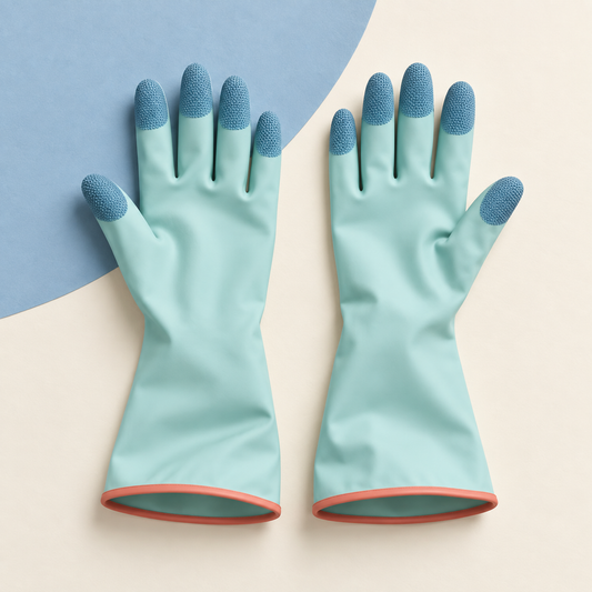 DryCuff pale-aqua household cleaning gloves with textured fingertips
